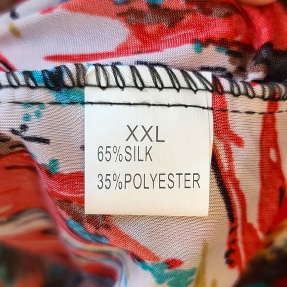 Women's High Low Silk Multi Color Artist Stretch Frill Dress Size XXL - Picture 8 of 8